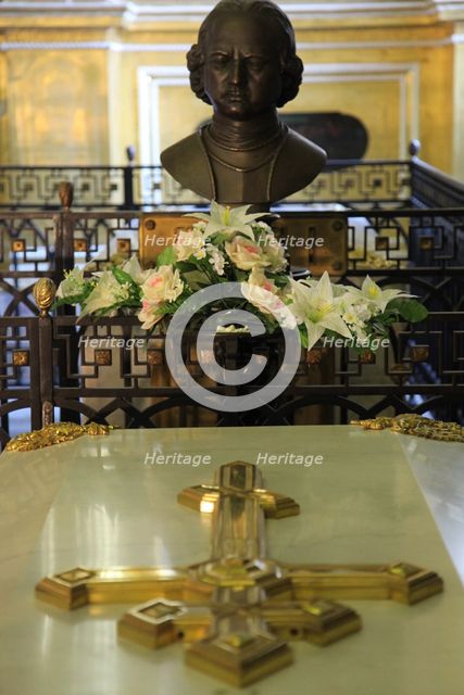 Tomb of Peter the Great, Peter and Paul Cathedral, St Petersburg, Russia, 2011. Creator: Sheldon Marshall.