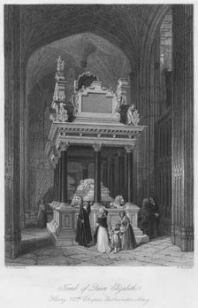 Tomb of Queen Elizabeth: Henry VII's Chapel, Westminster Abbey c1841. Artist: William Radclyffe