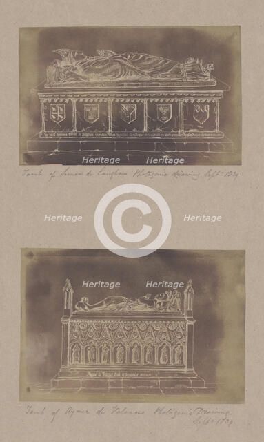 Tomb of Simon de Langham, Tomb of Aymer de Valence, 1839. Creator: Unknown.