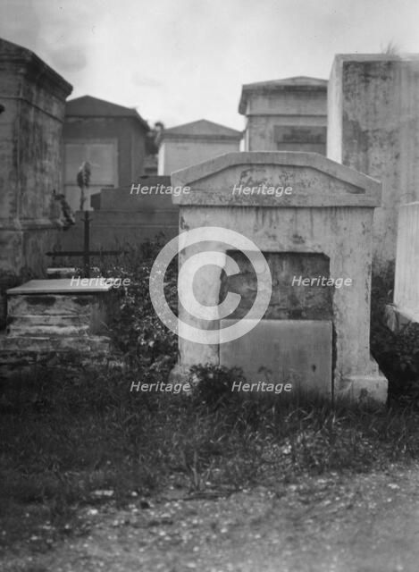 Tombs in St. Louis Cemetery, New Orleans, between 1920 and 1926. Creator: Arnold Genthe.