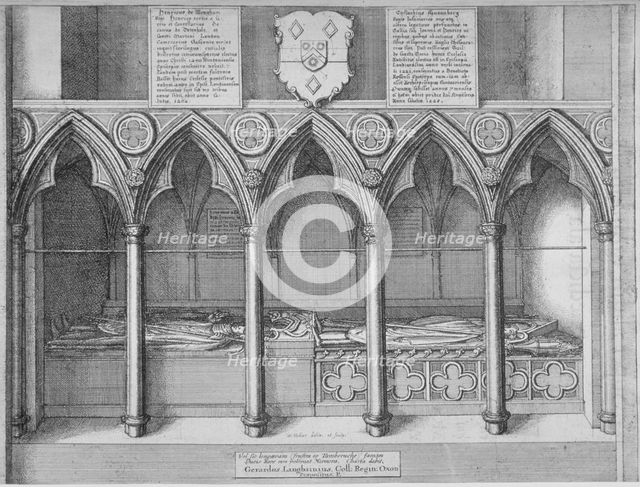 Tombs of two Bishops of London in old St Paul's Cathedral, City of London, 1656. Artist: Wenceslaus Hollar