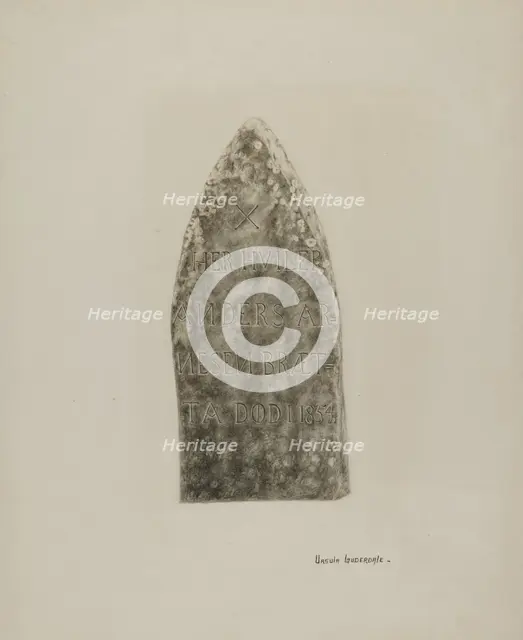 Tombstone, c. 1941. Creator: Ursula Lauderdale.