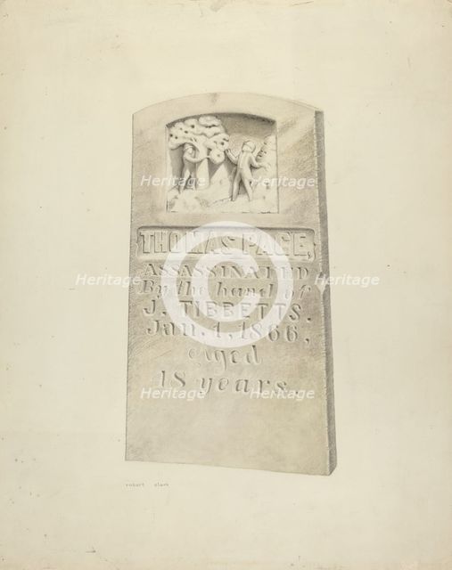 Tombstone, c. 1939. Creator: Robert Clark.