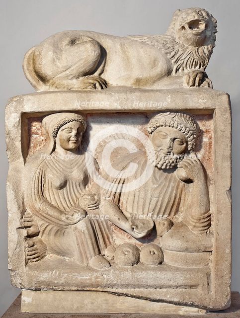 Tombstone depicting a ritual meal.