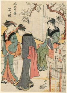 Tomigaoka, from the series "Ten Scenes of Teahouses (Chamise jikkei)", c. 1783/84. Creator: Torii Kiyonaga