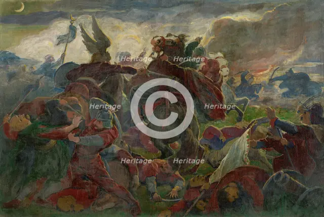 Tomory's Death at the Battle of Mohács, 1895-1896. Creator: Jozef Hanula.