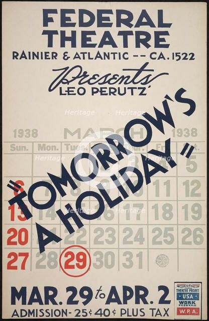 Tomorrow's A Holiday, Seattle, 1938. Creator: Unknown.