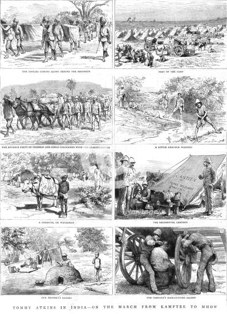 '' Tommy Atkins in India -- On the March from Kamptee to Mhow', 1890. Creator: Unknown.