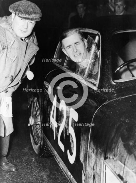 Tommy Wisdom, winner of the Grand Turismo Class of the Mille Miglia, 1951. Artist: Unknown