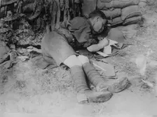 Tommy writing home after battle, 11 Jun 1917. Creator: Bain News Service