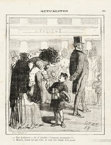 Ton Professeur a été si amiable! Comment reconnaitre? -Maman, donne lui une robe..., 1872. Creator: Cham