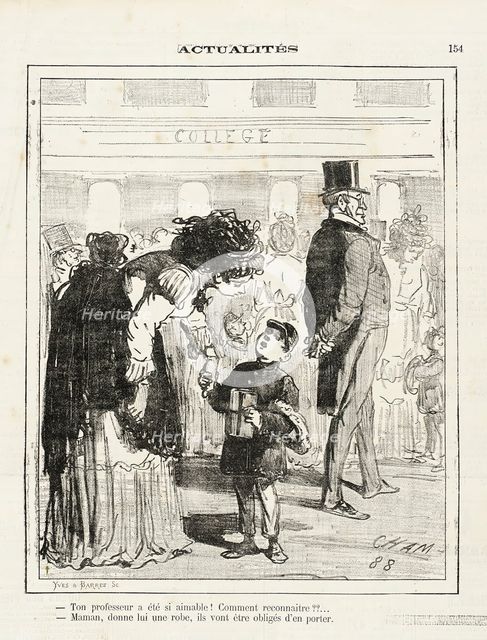 Ton Professeur a été si amiable! Comment reconnaitre? -Maman, donne lui une robe..., 1872. Creator: Cham.