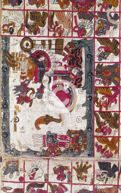 Tonalamatl Aubin, Folio 16, 15th century? Artist: Anon