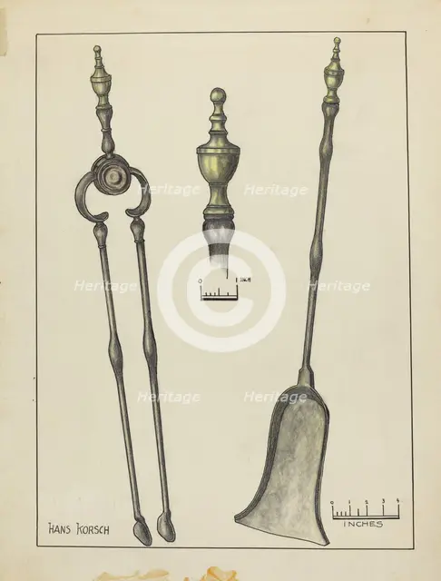 Tongs and Shovel, 1935/1942. Creator: Hans Korsch.