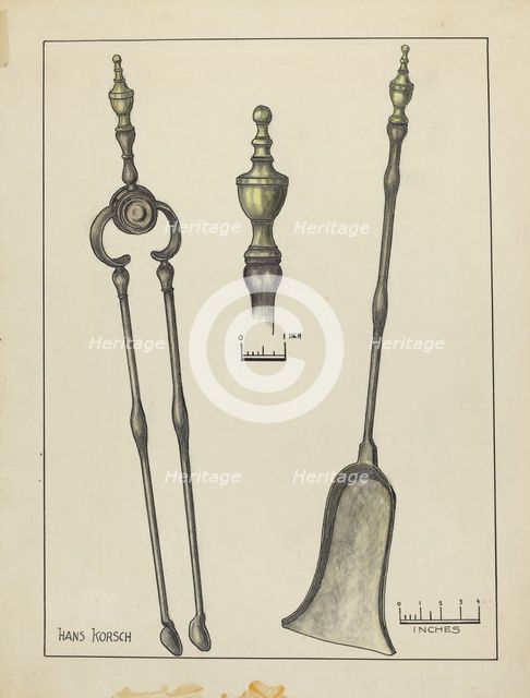 Tongs and Shovel, 1935/1942. Creator: Hans Korsch.