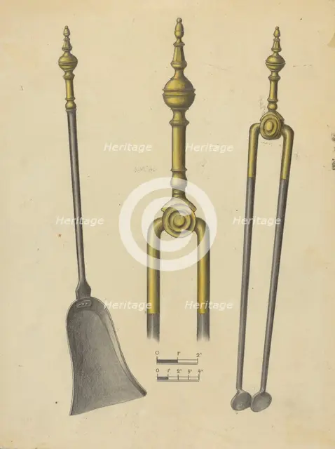 Tongs and Shovel, c. 1939. Creator: Hans Korsch.