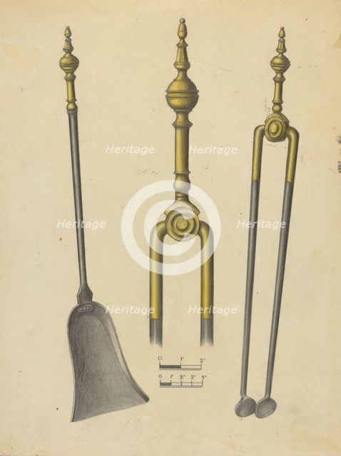 Tongs and Shovel, c. 1939. Creator: Hans Korsch.