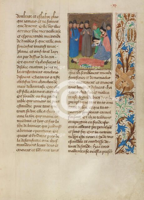 Tondal Appears to be Dead; Les Visions du chevalier Tondal, 1475. Creator: Simon Marmion.