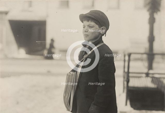 Tony Casale, "Bologna," 11 years old been selling newspapers for 4 years, Hartford..., March 1909. Creator: Lewis Wickes Hine.