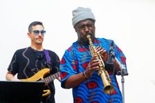 Tony Kofi and Mikele Montolli, Basil Hodge Quintet...Loughton, Essex, 29 Apr 2023. Creator: Brian O'Connor
