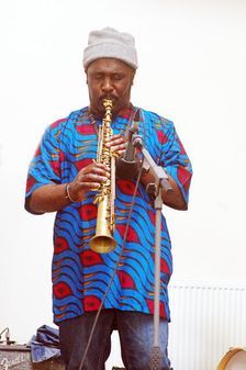 Tony Kofi, Basil Hodge Quintet, Jazz Africa, Loughton Methodist Church, Loughton, Essex, Apr 2023. Creator: Brian O'Connor