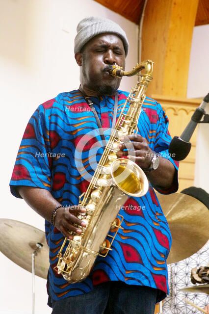 Tony Kofi, Basil Hodge Quintet, Jazz Africa, Loughton Methodist Church, Loughton, Essex, Apr 2023. Creator: Brian O'Connor.