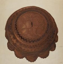 Tooled Leather Cover for Baptismal Font, 1936. Creator: Gerald Transpota