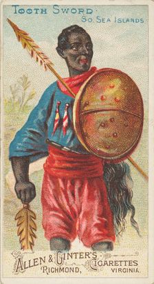 Tooth Sword, South Sea Islands, from the Arms of All Nations series (N3) for Allen & Ginte..., 1887. Creator: Allen & Ginter