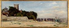 Top of Montmartre hill, with Solferino tower, circa 1870, c1870. Creator: Louis Marie Jean-Baptiste Chevalier