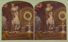 Top of a vanity filled with objects, about 1857. Creators: London Stereoscopic & Photographic Co, Joseph John Elliott