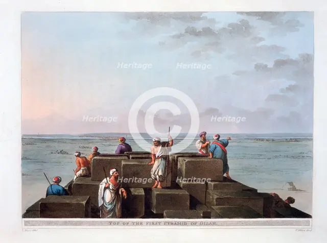'Top of the First Pyramid of Gizah', 1801. Artist: Thomas Milton