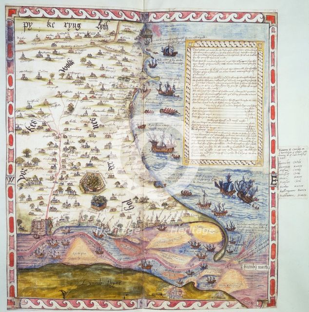 Top half of Lord Burghley's chart of the Humber, 1579.  Creator: Christopher Saxton.