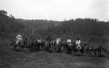 Topographer and Laborers Near the Ust'-Kabyrza Ulus, 1913. Creator: GI Ivanov