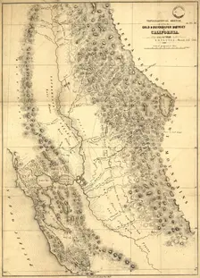 Topographical sketch of the gold & quicksilver district of California, 1848. Creator: Edward Ord