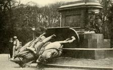 Toppled equestrian statue of Wilhelm I, Metz, France, 1918, (c1920). Creator: Unknown