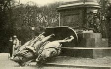 Toppled equestrian statue of Wilhelm I, Metz, France, 1918, (c1920). Creator: Unknown