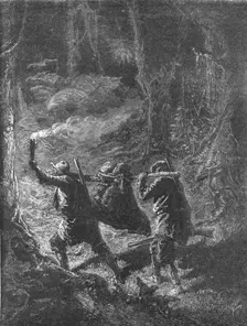 Torch Hunting in a Florida Forest; A Flying Visit to Florida 1875. Creator: Thomas Mayne Reid