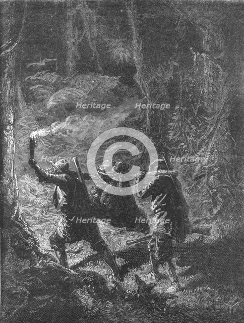 'Torch Hunting in a Florida Forest; A Flying Visit to Florida', 1875. Creator: Thomas Mayne Reid.