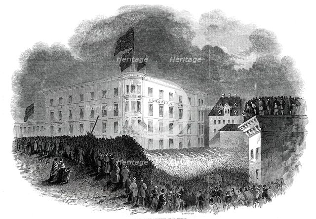Torch-light concert at Mayence, 1845. Creator: Ebenezer Landells.