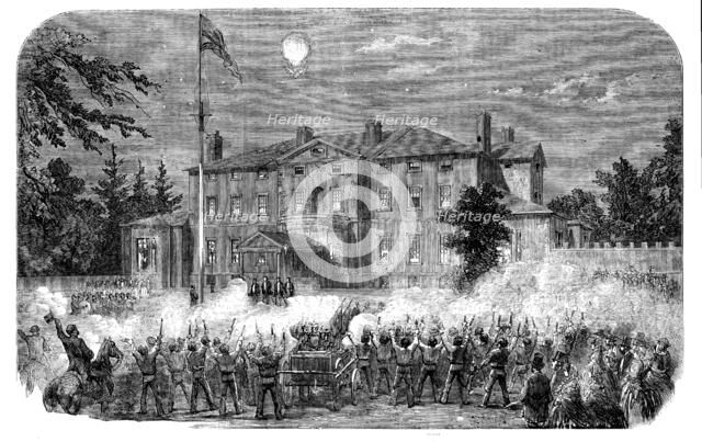 Torchlight Demonstration of Firemen at Fredericton, New Brunswick, 1858. Creator: Unknown.