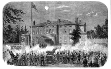 Torchlight Demonstration of Firemen at Fredericton, New Brunswick, 1858. Creator: Unknown