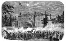 Torchlight Demonstration of Firemen at Fredericton, New Brunswick, 1858. Creator: Unknown