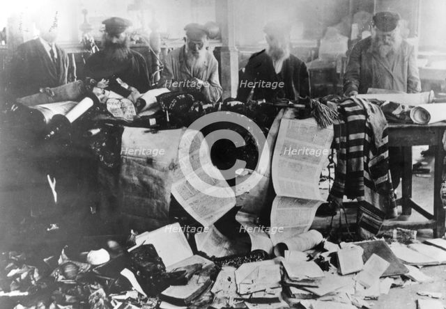 Torah scrolls desecrated during the pogroms, Russia, 1881. Creator: Unknown.