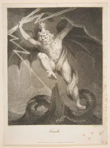 Tornado-Zeus Battling Typhon (Erasmus Darwin, The Botanic Garden), August 1, 1795. Creator: William Blake