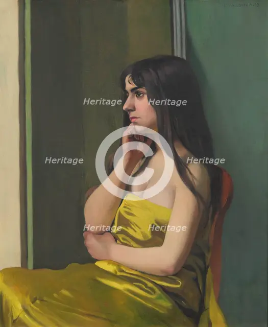 Torse à l'étoffe jaune, 1913. Creator: Vallotton, Felix Edouard (1865-1925).