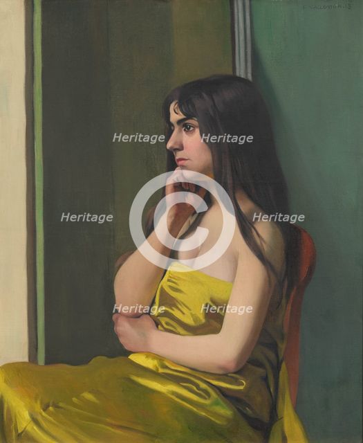 Torse à l'étoffe jaune, 1913. Creator: Vallotton, Felix Edouard (1865-1925).