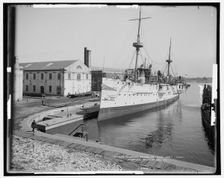 Torpedo boats in the wet dock, Norfolk Navy Yard, Va., c1905. Creator: Unknown