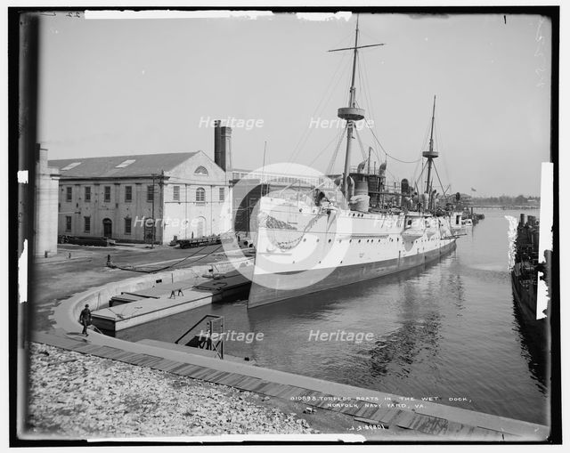 Torpedo boats in the wet dock, Norfolk Navy Yard, Va., c1905. Creator: Unknown.