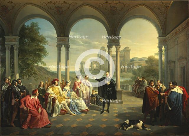 Torquato Tasso reads La Gerusalemme Liberata at the Court of Ferrara, 1841. Creator: Mancinelli, Giuseppe (1813-1875).