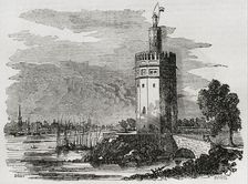 Torre del Oro (The Gold Tower), Seville, Andalusia, Spain, 1852. Creators: Brabo, Burgos